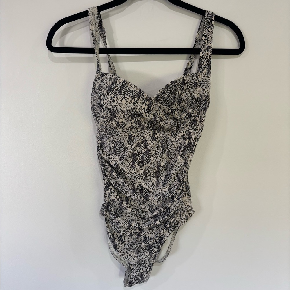 Bond-eye Snakeskin One-Piece Swimsuit – Textured Stretch Fabric